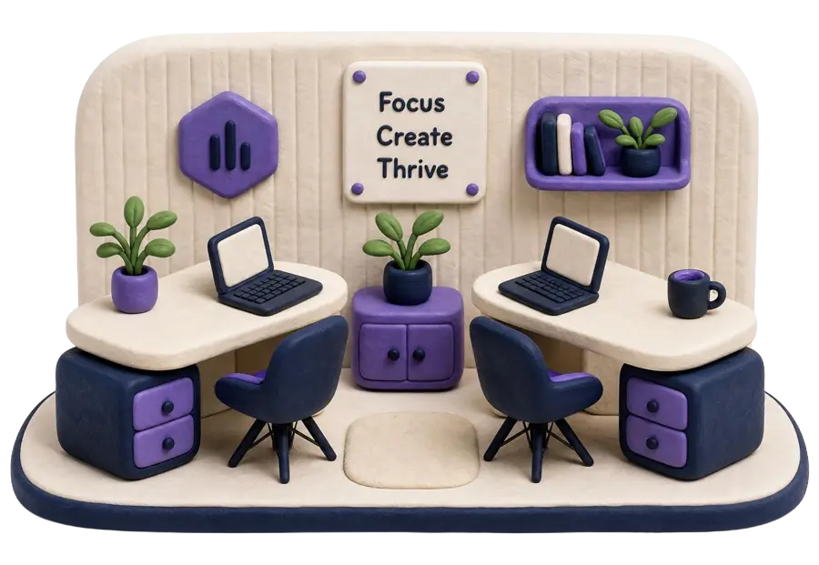 Open workspace with two desks — ready for collaboration