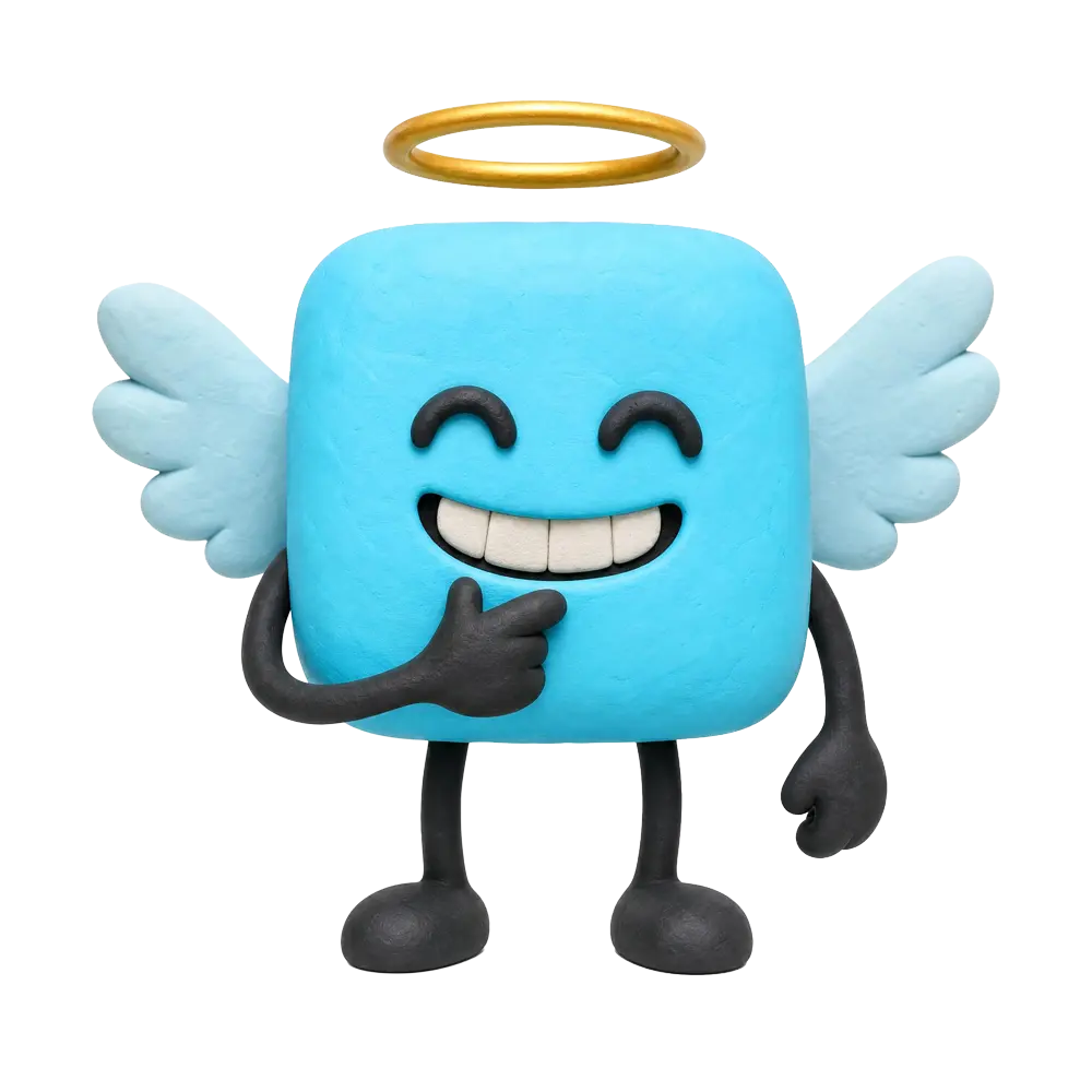 Angel mascot approving cookies
