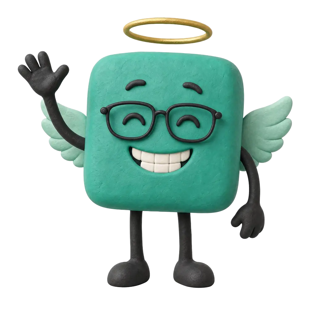 Angel mascot waving